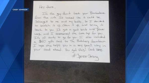 stranger restores spencer family's blackstone grill after flood