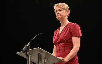 Yvette Cooper, speaks in Purfleet, United Kingdom.