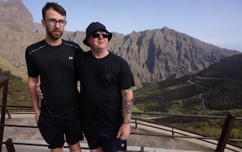 Jay Slater's father, Warren, and brother, Zak, at the view point above Masca, Jay's last known location 