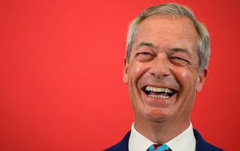 Nigel Farage, speaks to the nation during the the launch of Reform UK's eco<em></em>nomic policy