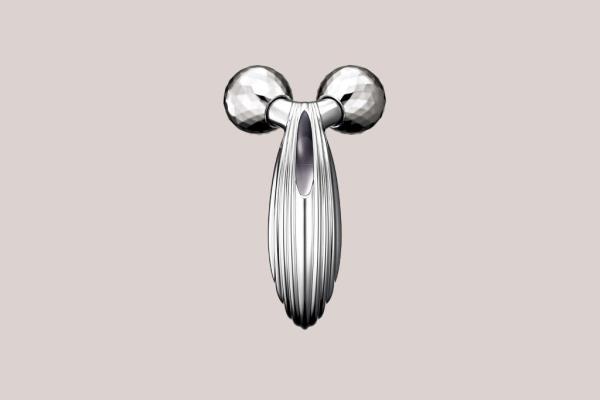 Image of a silver oblong me<em></em>tal face roller