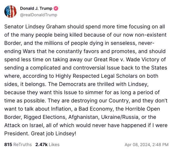 Do<em></em>nald J. Trump - Truth Social post</p>

<p>　　