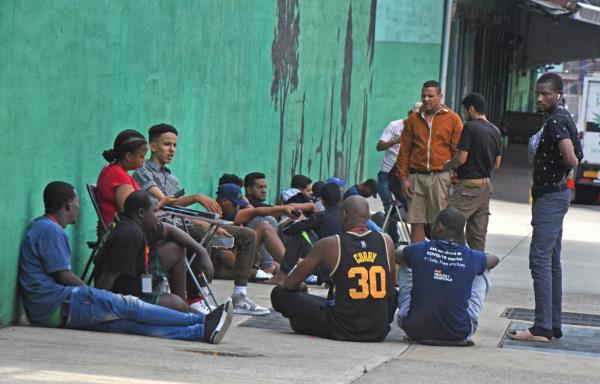 A small group of migrants from Venezuela have set up three camping tents underneath the BQE near the intersection of Hall Street and Park Avenue.