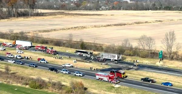 The bus was carrying Tuscarawas Valley students and chapero<em></em>nes to an Ohio School Boards Association co<em></em>nference in Columbus, Superintendent Derek Varansky said.