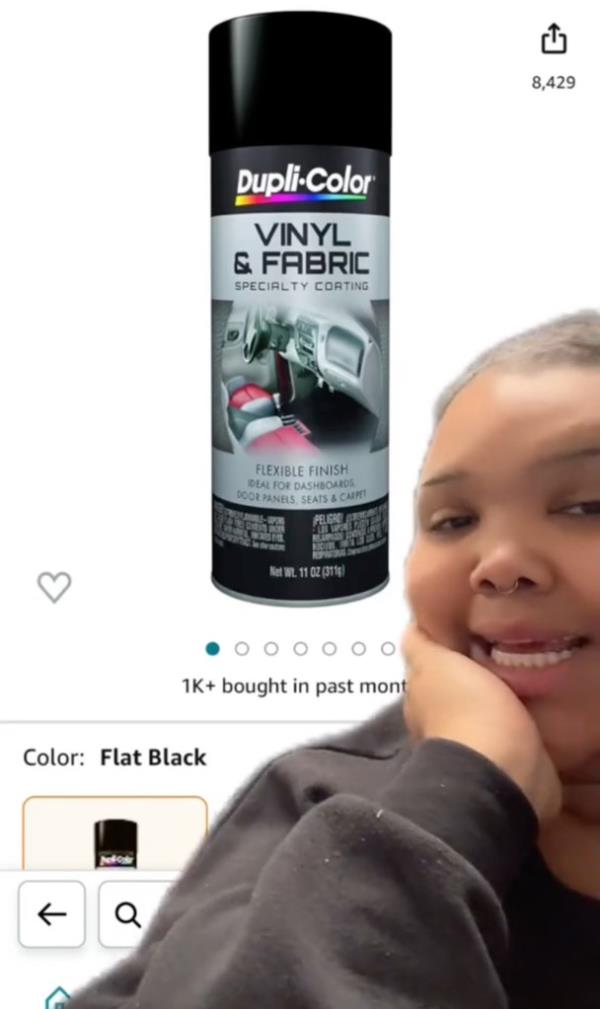 Screenshot from TikTok video of Moe Black talking a<em></em>bout spray paint. Both seen in screenshot.