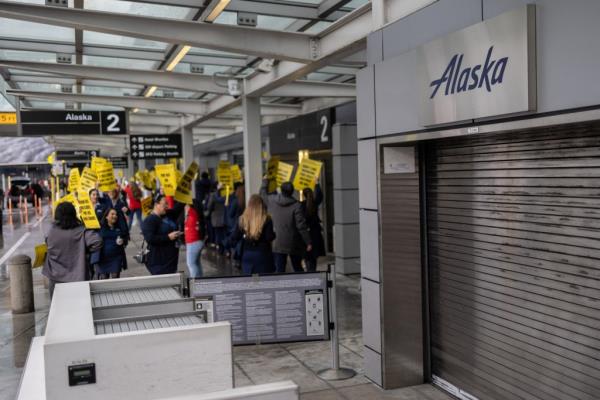 Alaska Airlines flight attendants voted to authorize a strike on Tuesday for the first time in 30 years. Out of 93.47% unio<em></em>nized staffers, 99.48% voted in favor of a strike, the airline said.