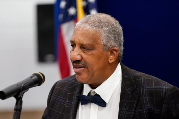 Edward Franklin, a son of Aretha Franklin, is seen during a ceremony ho<em></em>noring Aretha Franklin, Monday, Oct. 4, 2021, in Detroit