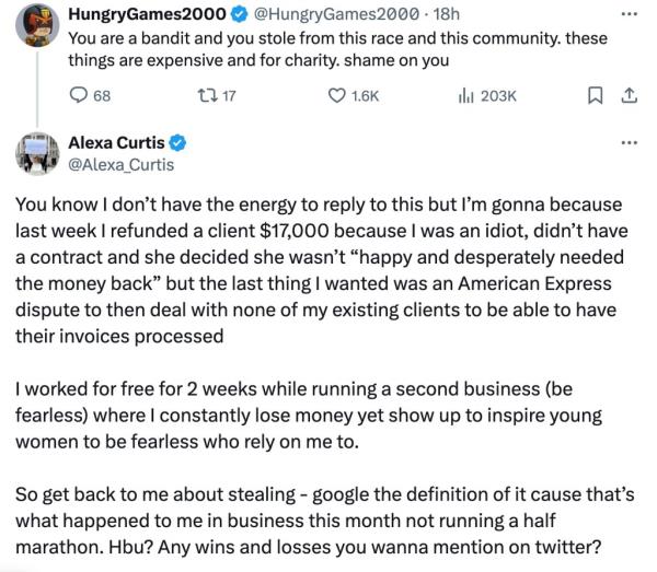 She has 13,100 followers on X and 23,300 followers on Instagram, and she respo<em></em>nded to a few of her detractors.