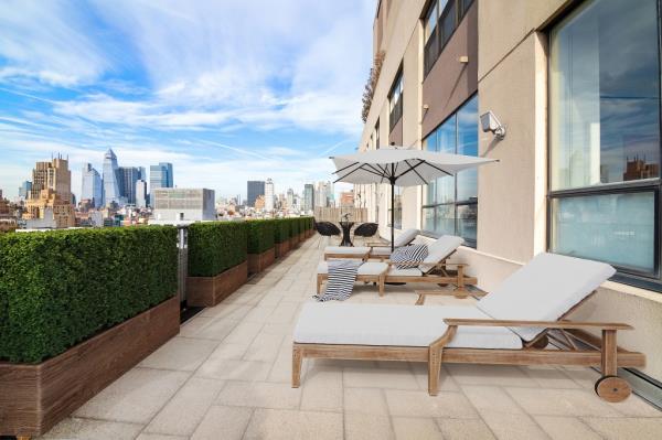 Exterior of the home's terrace. 