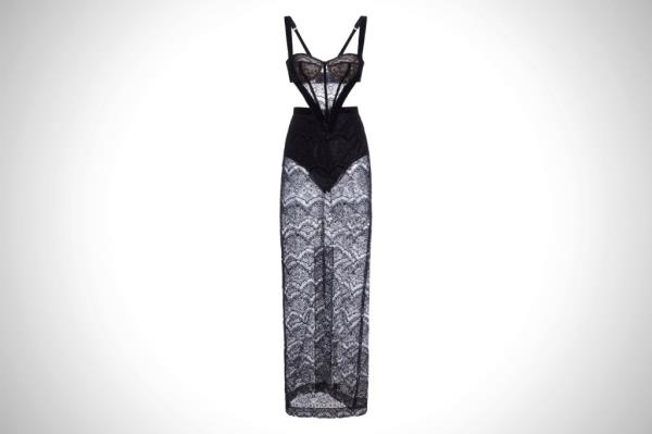 Lace bustier maxi dress, $695 at Patbo.com