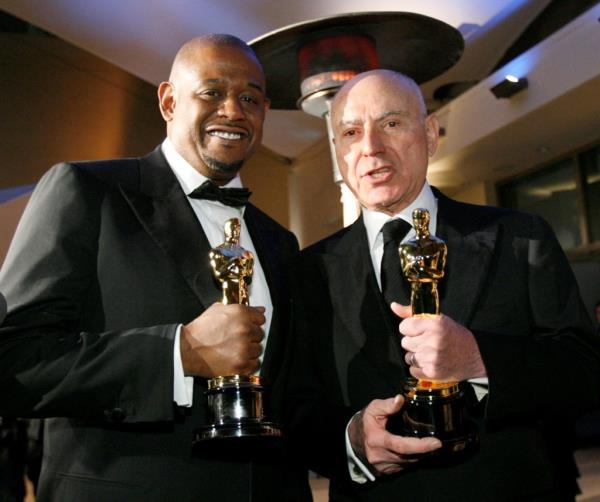 Actor Forest Whitaker (L), winner of the Best Actor Oscar for his role in the film 