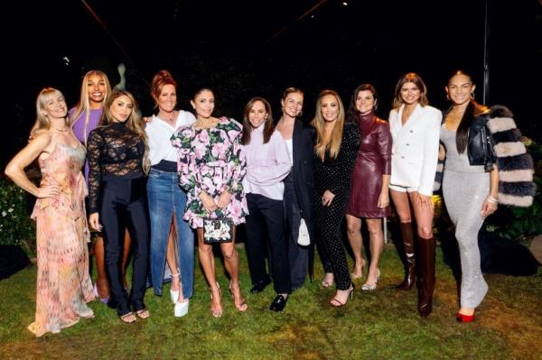 Bethenny gathered friends including (from Left to Right below) Jennie Garth, NeNe Leakes, Larsa Pippen, Elisa Donovan, (Bethenny Frankel), Melissa Rivers, Tanya Rad, Cheryl Burke, Tiffani Theissen, Rachel Leviss, and Amanza Smith