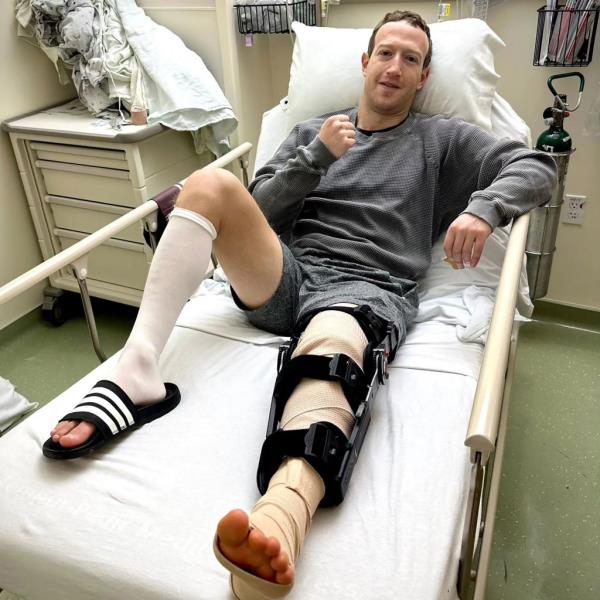 Zuckerberg seems to be in high spirits has he embarks on his road to recovery. 