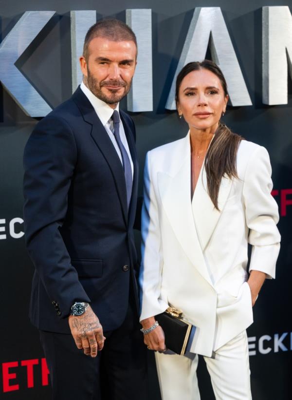 David Beckham and Victoria Beckham attend the Netflix 'Beckham' UK Premiere at The Curzon Mayfair on October 03, 2023 in London, England
