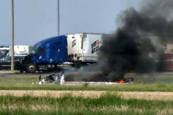Bus crash scene in Canada