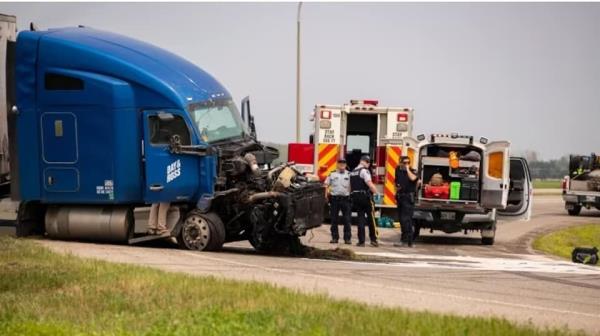 bus crash scene in Canada