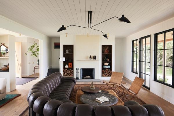 Interior of the living room with a fireplace. 