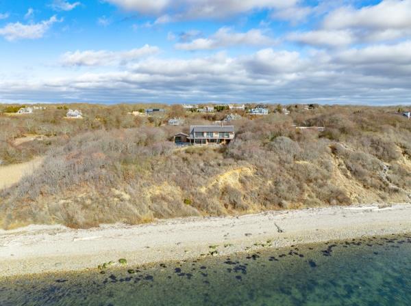 An aerial of the waterfront escape.