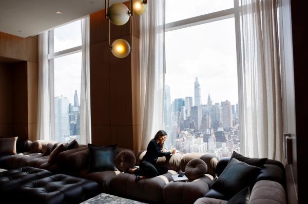 Jessica Dang has at at-home co-working space at The Set, which also delivers wide skyline views.