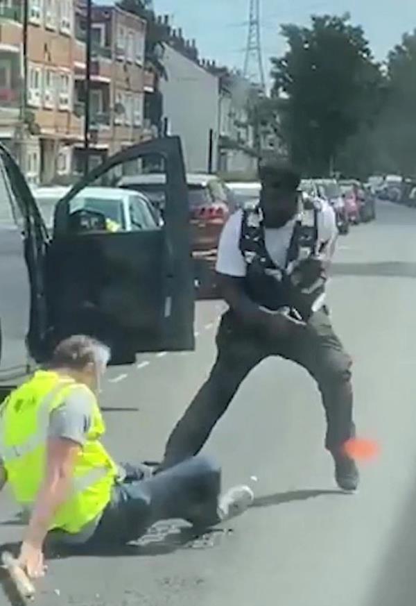 The men fighting. 