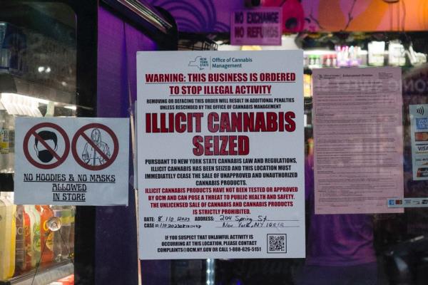 Shops like this on in Lower Manhattan are closed by authorities in the morning and often re-opened by that afternoon.