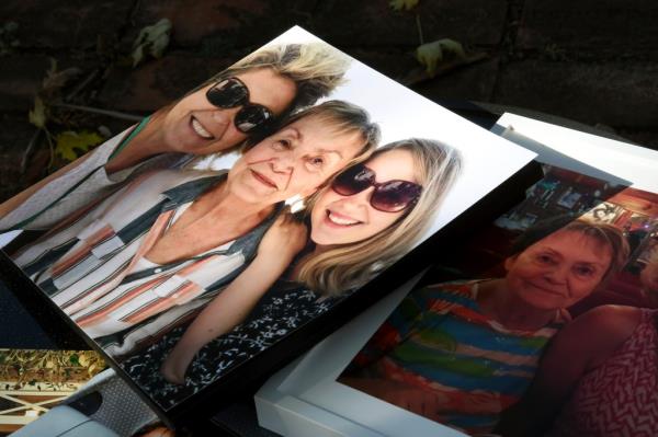 Sara Lee Swoveland, center in the left image, and her family