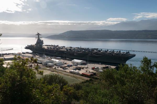 The carrier remained in the Mediterranean while its accompanying ships sailed into the Red Sea and repeatedly intercepted incoming ballistic missiles and attack dro<em></em>nes fired by Houthi rebels in Yemen.