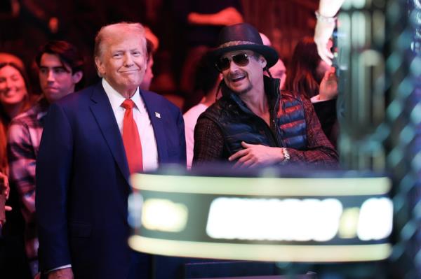 Trump and Kid Rock attend the UFC 296 event at T-Mobile Arena on Dec. 16, 2023 in Las Vegas, Nevada.