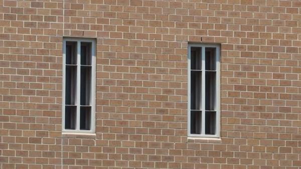 The windows of the jail are pictured.