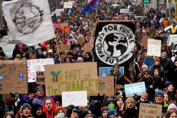 Protesters gather at a 