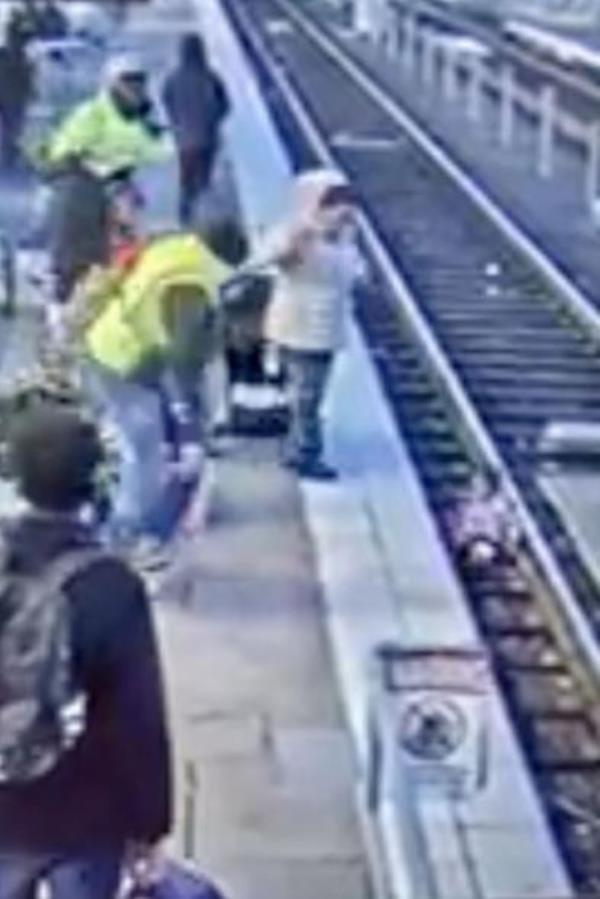 Girl on train tracks