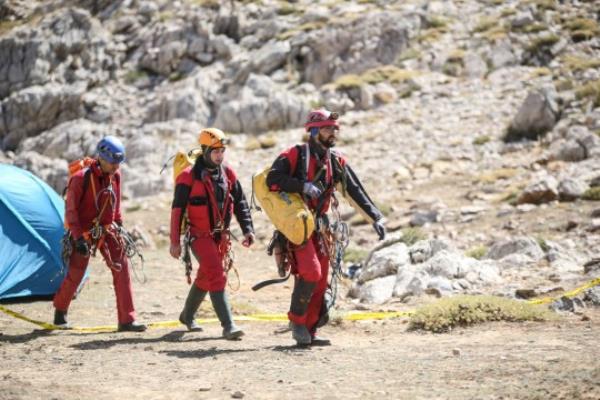 MERSIN, TURKIYE - SEPTEMBER 11: Rescue teams co<em></em>nduct an operation to rescue the American scientist Mark Dickey, trapped in the Morca Cave after suffering from gastrointestinal bleeding in Mersin, Turkiye on September 11, 2023. 196 perso<em></em>nnel from 8 countries participate in the rescue operation led by Disaster and Emergency Management Presidency (AFAD). (Photo by Mustafa Unal Uysal/Anadolu Agency via Getty Images)