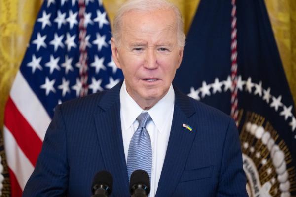 US President Joe Biden speaks to a bipartisan group of governors in the East Room of the White House in Washington, DC, during the Natio<em></em>nal Governors Association Winter Meeting, on February 23, 2024.