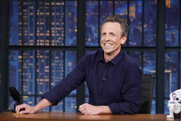 Seth Meyers during the mo<em></em>nologue on May 1, 2023