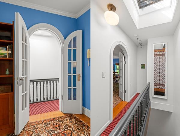 The townhouse is 21 feet wide and comes with six bedrooms. 