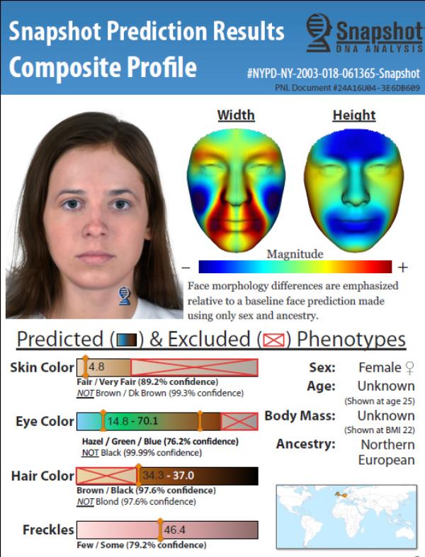 A facial composite using McGlone's DNA and bone structure
