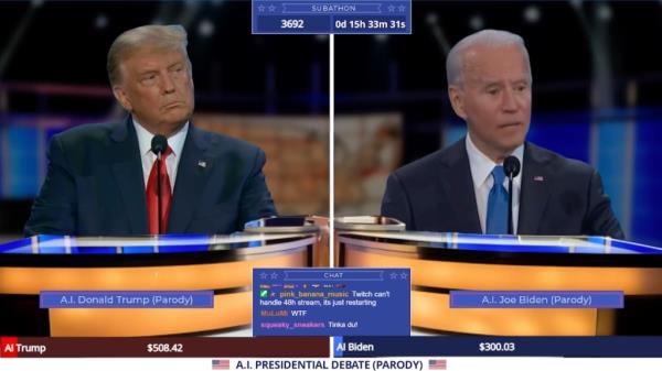 The deep fakes show the 'presidents' going head to head in a debate that was live streamed on Twitch.