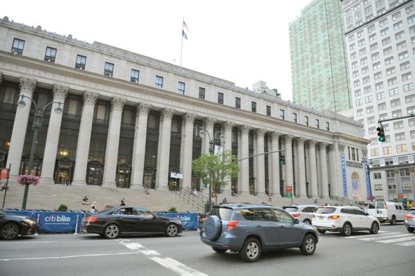The landmark Farley Building, which is also home to Moynihan Food Hall, is across from Penn Station.