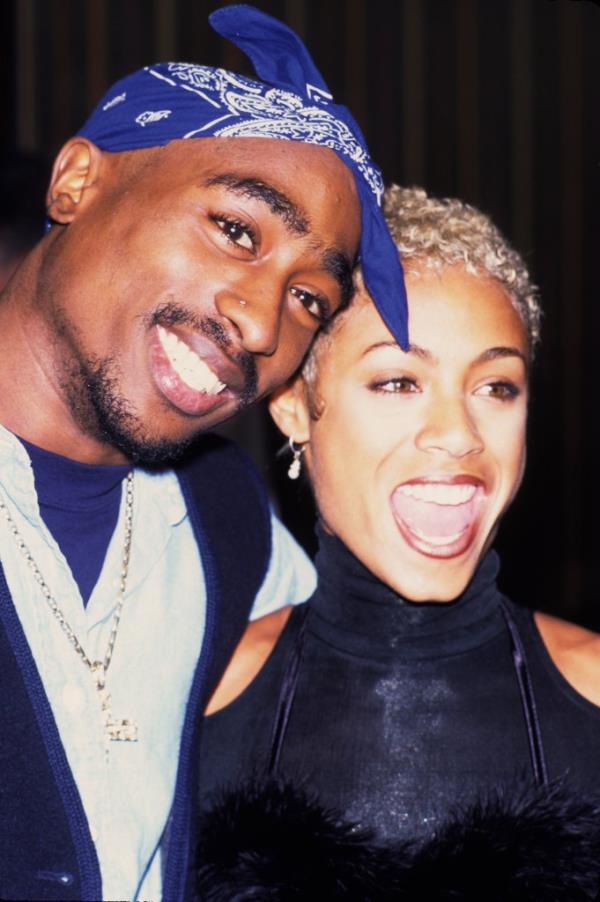 Tupac Shakur andJada Pinkett Smith pose together in NYC in 1996.