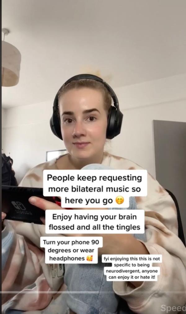 TikTok user known as Beth, 26, brain flossing in effort to manage her ADHD. 