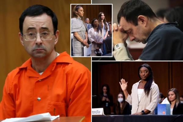 U.S. Olympic gymnasts Aly Raisman, Simone Biles, McKayla Maroney, and Maggie Nichols leaving after testifying at Senate Judiciary hearing on Larry Nassar investigation.