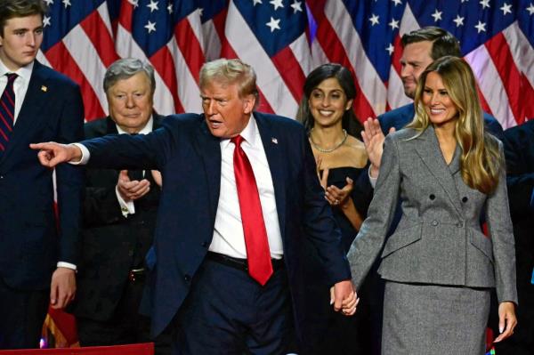 Do<em></em>nald Trump addresses supporters on Election Night 2024