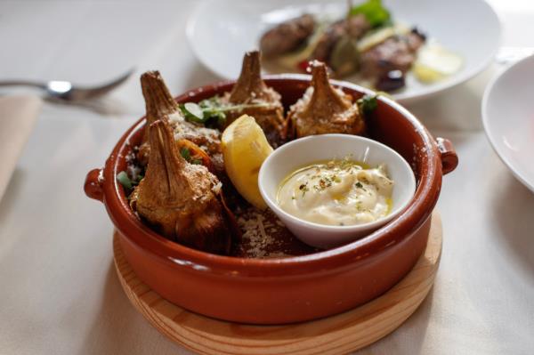  artichokes and lamb bites. 