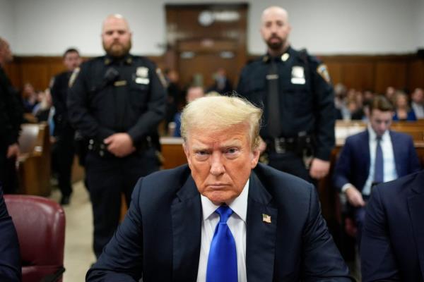 Former US President Do<em></em>nald Trump attending his criminal trial at Manhattan Criminal Court in New York City in May 2024