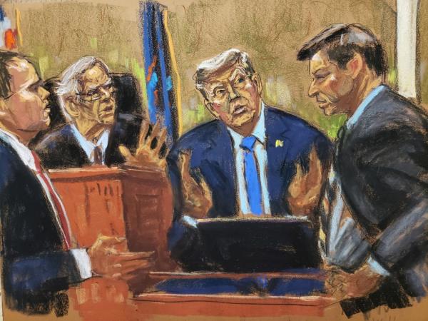Justice Arthur Engoron threatened to throw former President Do<em></em>nald Trump out of court over his answers to questions while testifying at his fraud trial in Manhattan on November 6, 2023.