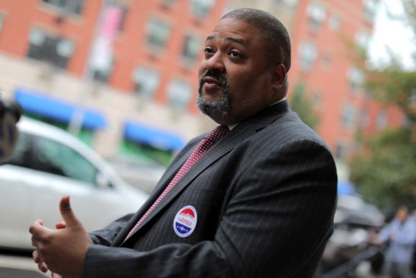 Alvin Bragg speaks to the press after casting his ballot in the New York City election in the Manhattan borough of New York, U.S., November 2, 2021