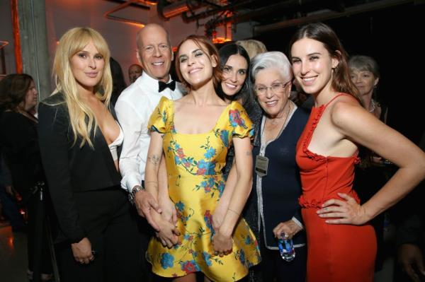 Rumer Willis, Bruce Willis, Tallulah Belle Willis, Demi Moore, Marlene Willis and Scout LaRue Willis attend the after party for the Comedy Central Roast of Bruce Willis at NeueHouse on July 14, 2018 in Los Angeles, California.