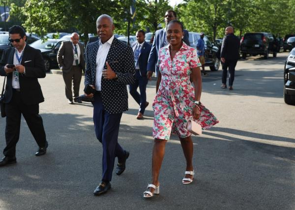 New York City Mayor Eric Adams and girlfriend Tracey Collins attending Serena Williams' victory on Day 1 of the US Open 2022 Tennis Championships