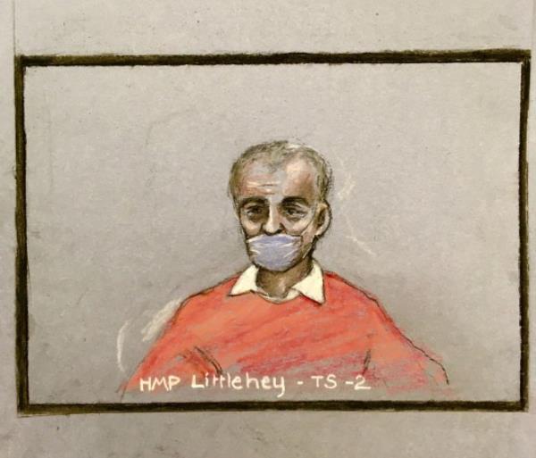 Court artist sketch by Elizabeth Cook of Barry Bennell appearing via video l<em></em>ink at the High Court in London. Eight men who say they were abused by the former football coach are suing Manchester City for damages. Picture date: Tuesday November 30, 2021. PA Photo. The eight men, who are now in their 40s and 50s, say Bennell, who is in jail after being co<em></em>nvicted of child sex offences, abused them when they were playing schoolboy football for teams he coached in the north-west of England between 1979 and 1985. See PA story COURTS Bennell. Photo credit should read: Elizabeth Cook/PA Wire