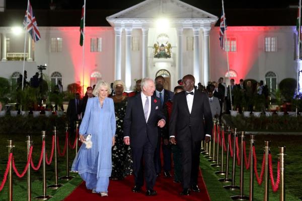 Queen Camilla, King Charles III and William Ruto, President of the Republic of Kenya.